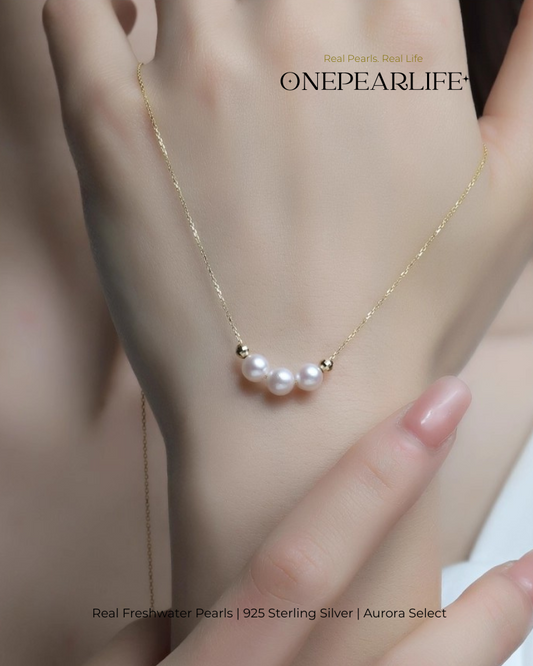 Elena – AAA Quality Natural Freshwater Pearl Pendant Necklace | 6–6.5mm | 925 Sterling Silver & 18K Gold Vermeil