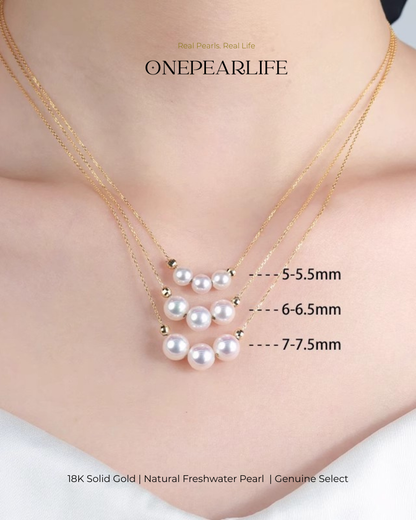 Elena – AAA+ Quality Japanese Akoya Pearl Pendant Necklace | 6–6.5mm | 18K Solid Gold Onepearlife