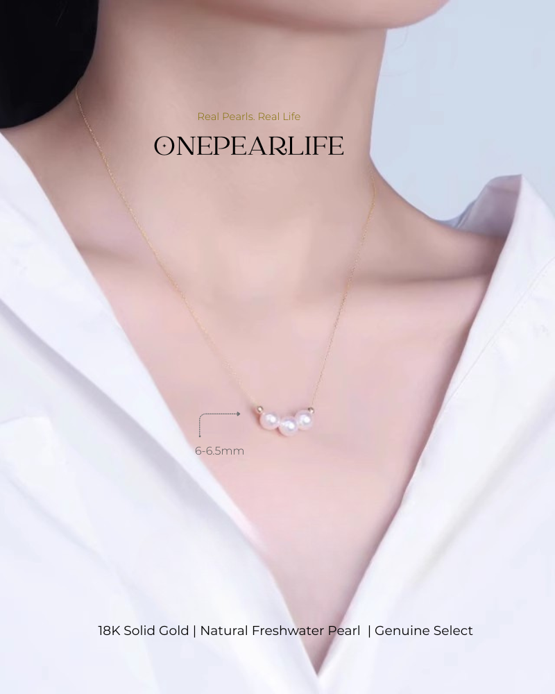 Elena – AAA+ Quality Japanese Akoya Pearl Pendant Necklace | 6–6.5mm | 18K Solid Gold Onepearlife