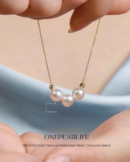 Elena – AAA+ Quality Japanese Akoya Pearl Pendant Necklace | 6–6.5mm | 18K Solid Gold Onepearlife
