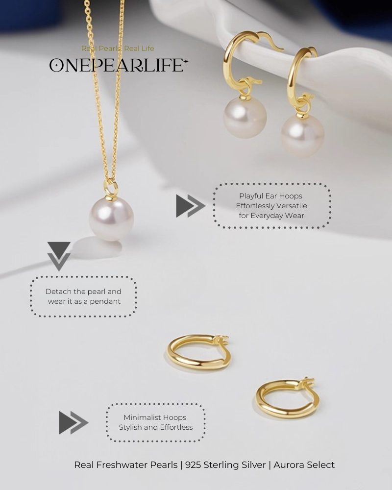 Elina – AAA Quality Natural Freshwater White Pearl Convertible Earrings | 8–8.5mm | 925 Sterling Silver or 18K Gold Vermeil