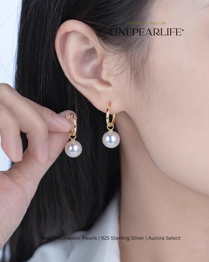 Elina – AAA Quality Natural Freshwater White Pearl Convertible Earrings | 8–8.5mm | 925 Sterling Silver or 18K Gold Vermeil
