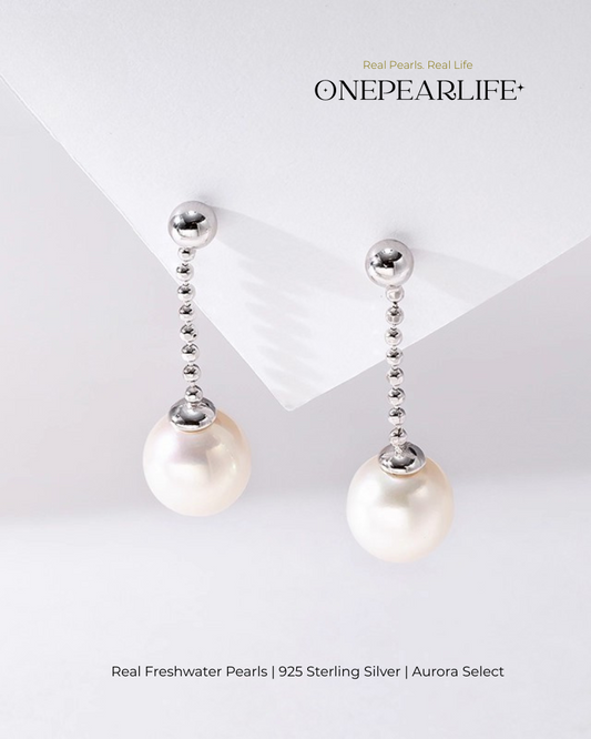 Ella – AAA Quality Natural Freshwater Oval High-Luster Pearl Drop Earrings | 9–9.5mm | 925 Sterling Silver