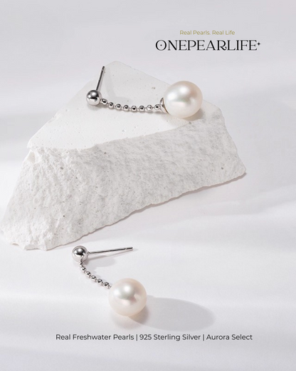 Ella – AAA Quality Natural Freshwater Oval High-Luster Pearl Drop Earrings | 9–9.5mm | 925 Sterling Silver