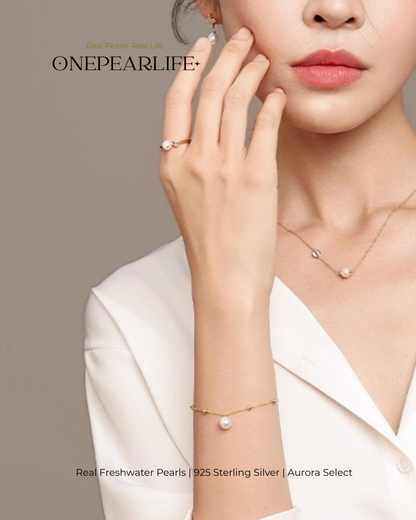 Elora – AAA Quality Single White Freshwater Pearl Bracelet | 7–7.5 mm | 18K Gold Vermeil