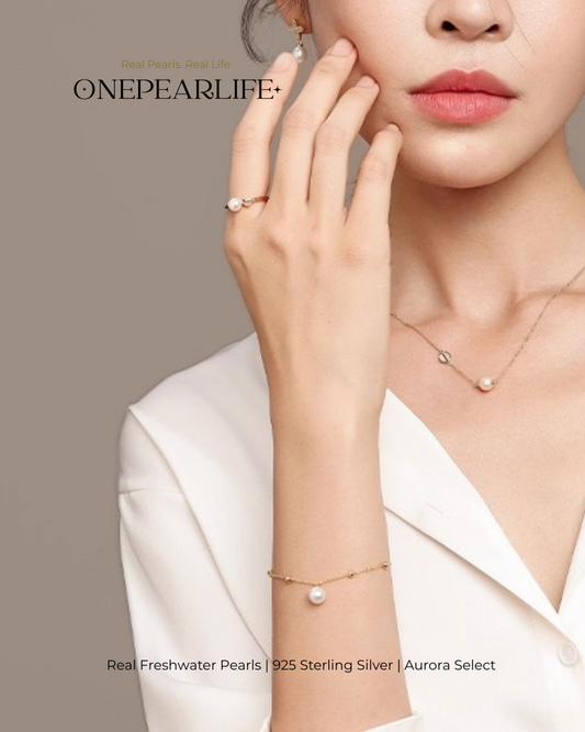 Elora – AAA Quality Single White Freshwater Pearl Bracelet | 7–7.5 mm | 18K Gold Vermeil