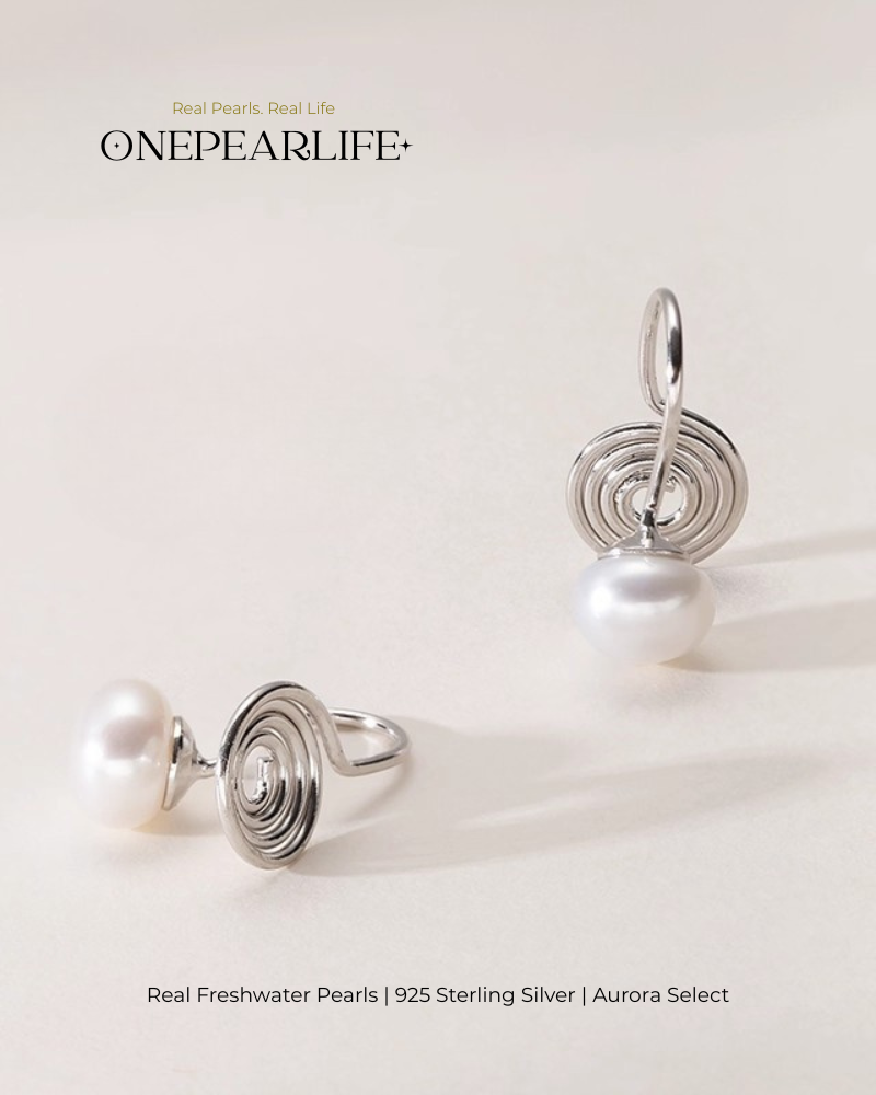 Elowen – AAA Quality Natural Freshwater White Bun Pearl Clip-On Earrings | 6–6.5mm | 925 Sterling Silver or 18K Gold Vermeil