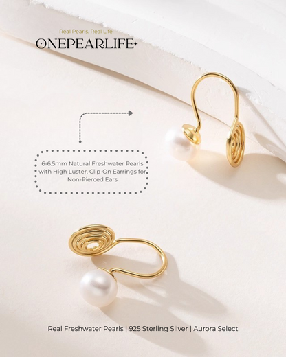 Elowen – AAA Quality Natural Freshwater White Bun Pearl Clip-On Earrings | 6–6.5mm | 925 Sterling Silver or 18K Gold Vermeil