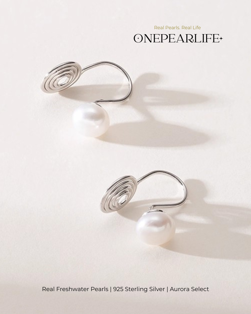 Elowen – AAA Quality Natural Freshwater White Bun Pearl Clip-On Earrings | 6–6.5mm | 925 Sterling Silver or 18K Gold Vermeil