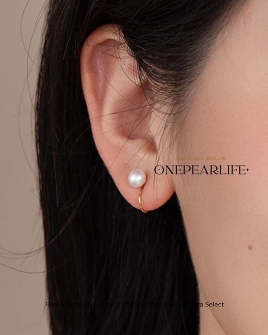 Elowen – AAA Quality Natural Freshwater White Bun Pearl Clip-On Earrings | 6–6.5mm | 925 Sterling Silver or 18K Gold Vermeil