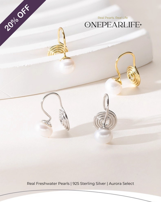 Elowen – AAA Quality Natural Freshwater White Bun Pearl Clip-On Earrings | 6–6.5mm | 925 Sterling Silver or 18K Gold Vermeil