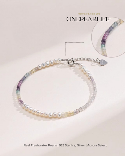 Elvina – AAA Quality Mini Freshwater Pearl & Fluorite Jewelry Two Set (Necklace | Bracelet | 3–3.5mm) | 925 Sterling Silver