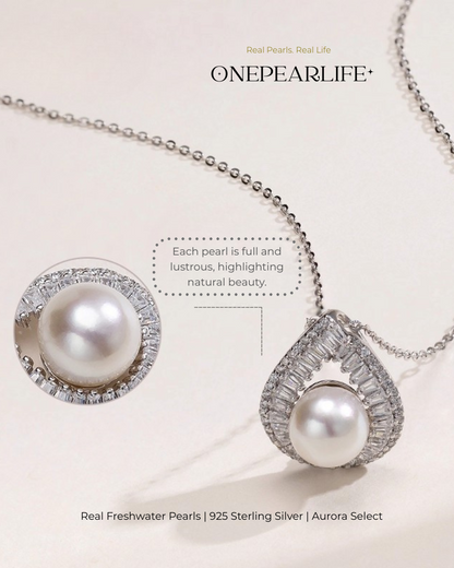 Evara – AAA Quality Natural Freshwater Sparkling Pearl Pendant | 8–8.5mm | 925 Sterling Silver