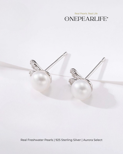 Mimi – AAA Quality Natural Freshwater White Bun Pearl Earrings | 4–4.5mm | 925 Sterling Silver | Deer & Bunny Designs