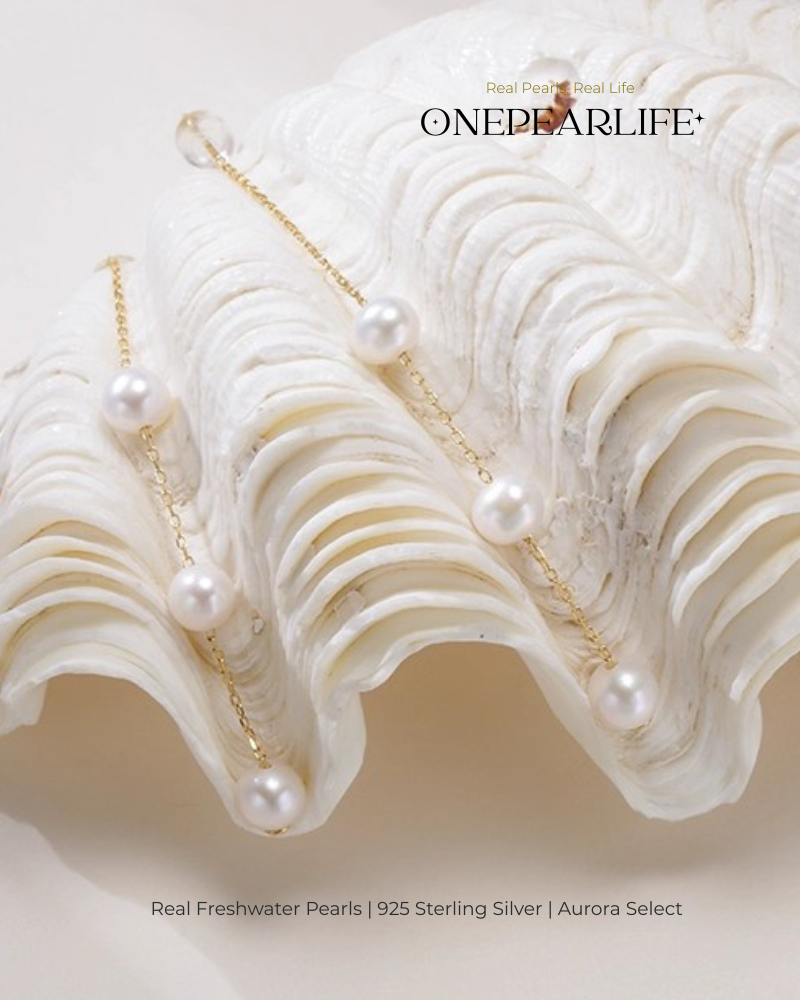 Faye – AAA Quality Natural Freshwater Pearl Drop Threader Earrings | 6–6.5mm | 18K Gold Vermeil