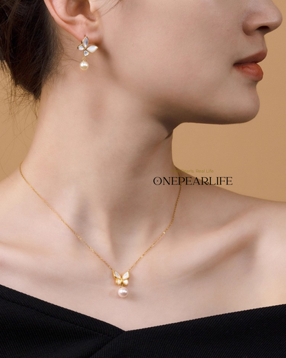 FlutterMuse – AAA Quality Natural Freshwater Pearl Pendant | 7–7.5mm | 18K Gold Vermeil Onepearlife