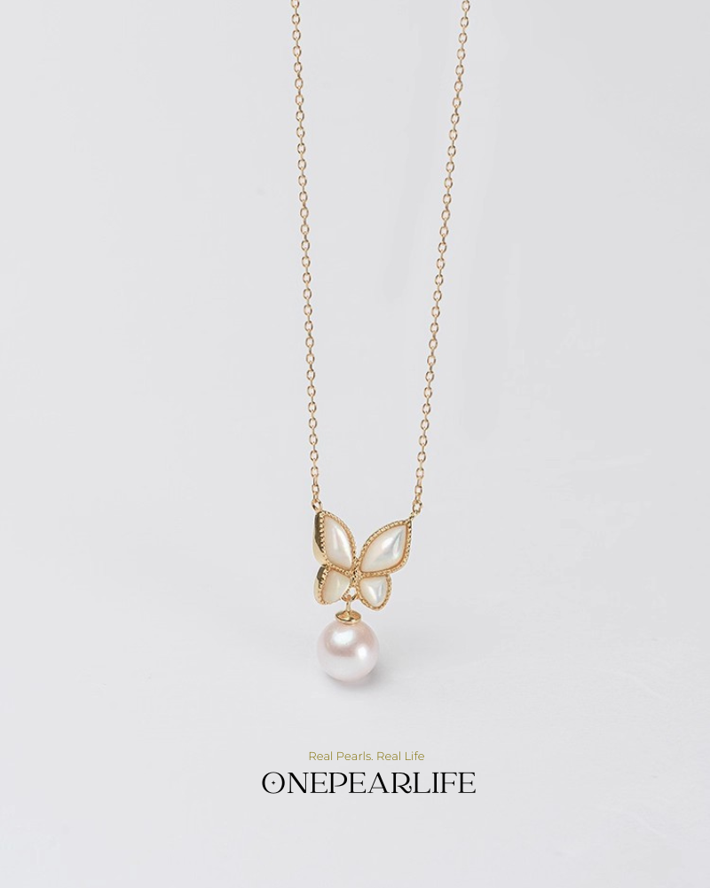 FlutterMuse – AAA Quality Natural Freshwater Pearl Pendant | 7–7.5mm | 18K Gold Vermeil Onepearlife