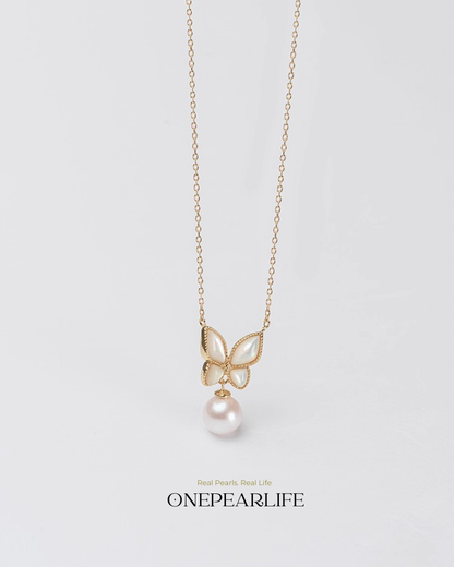 FlutterMuse – AAA Quality Natural Freshwater Pearl Pendant | 7–7.5mm | 18K Gold Vermeil Onepearlife