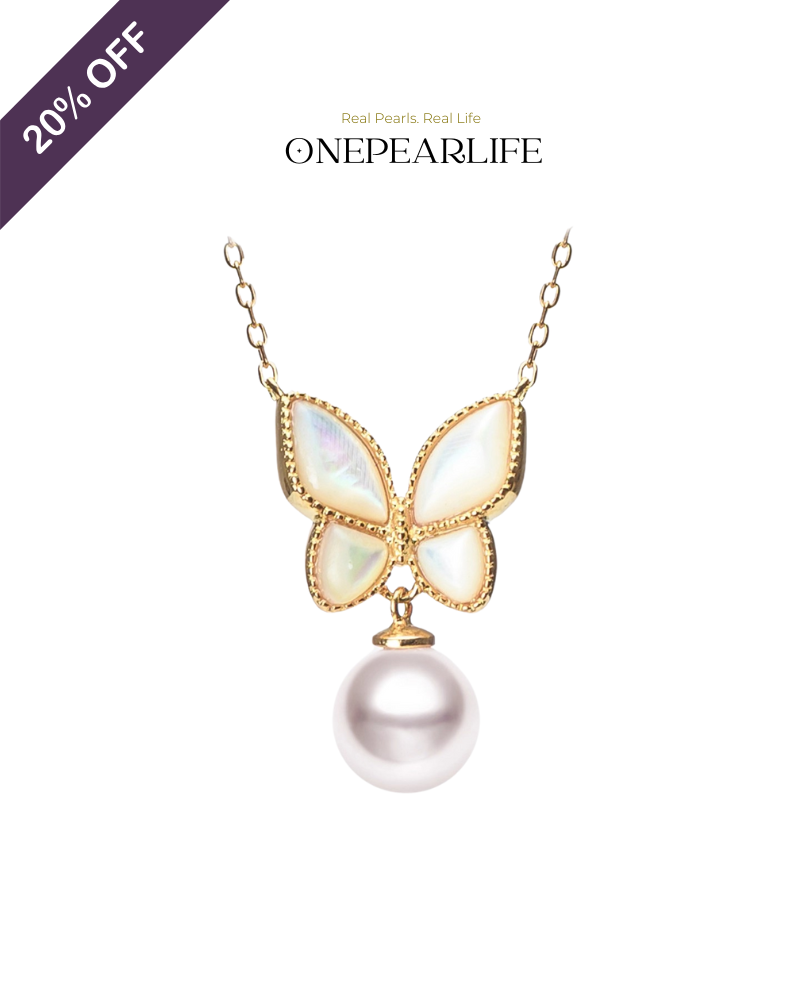 FlutterMuse – AAA Quality Natural Freshwater Pearl Pendant | 7–7.5mm | 18K Gold Vermeil Onepearlife