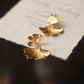 Designed Gold Ginkgo Leaf Earrings