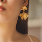 Designed Gold Ginkgo Leaf Earrings