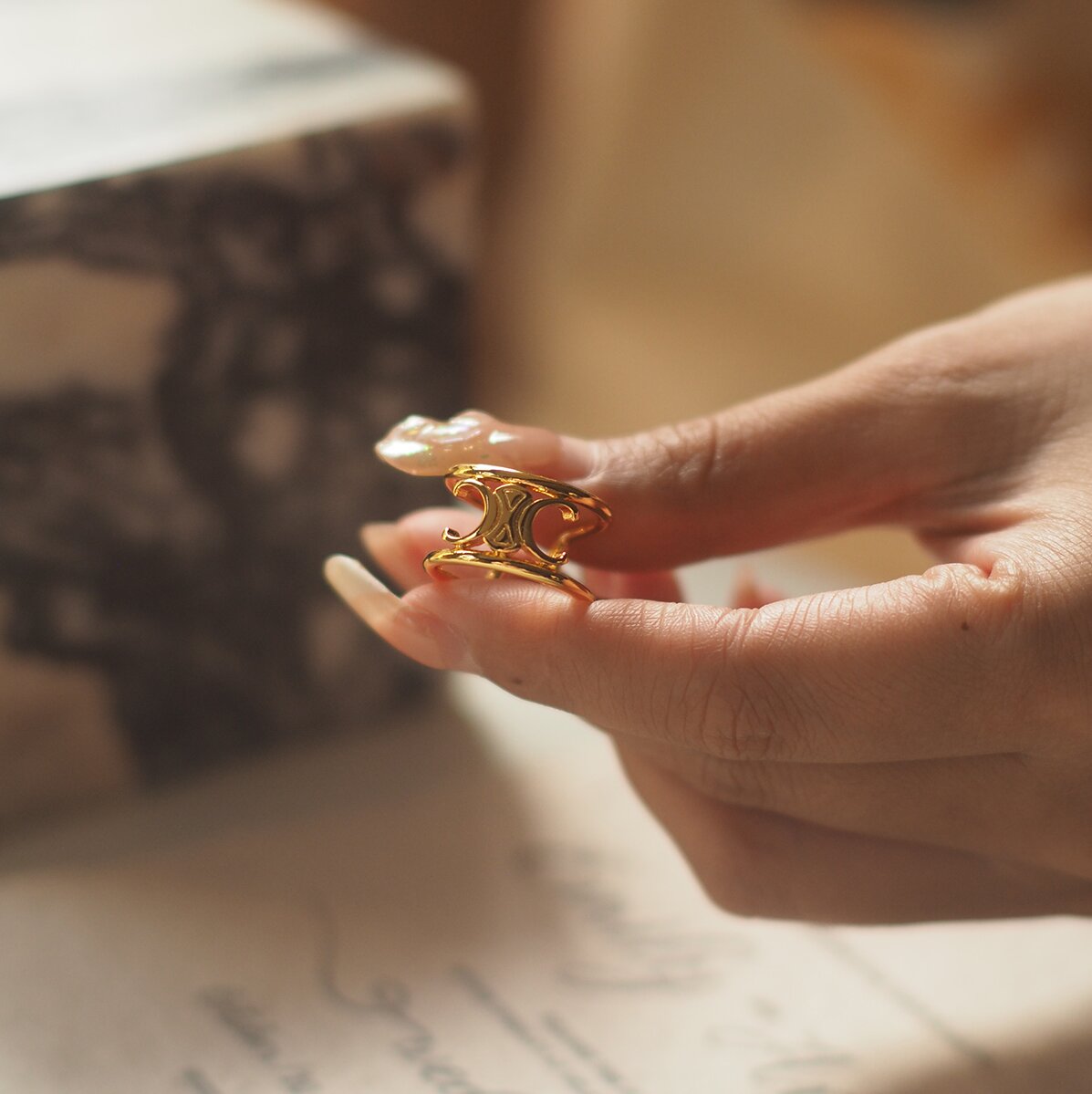 Gold Vintage Art Dec Ring