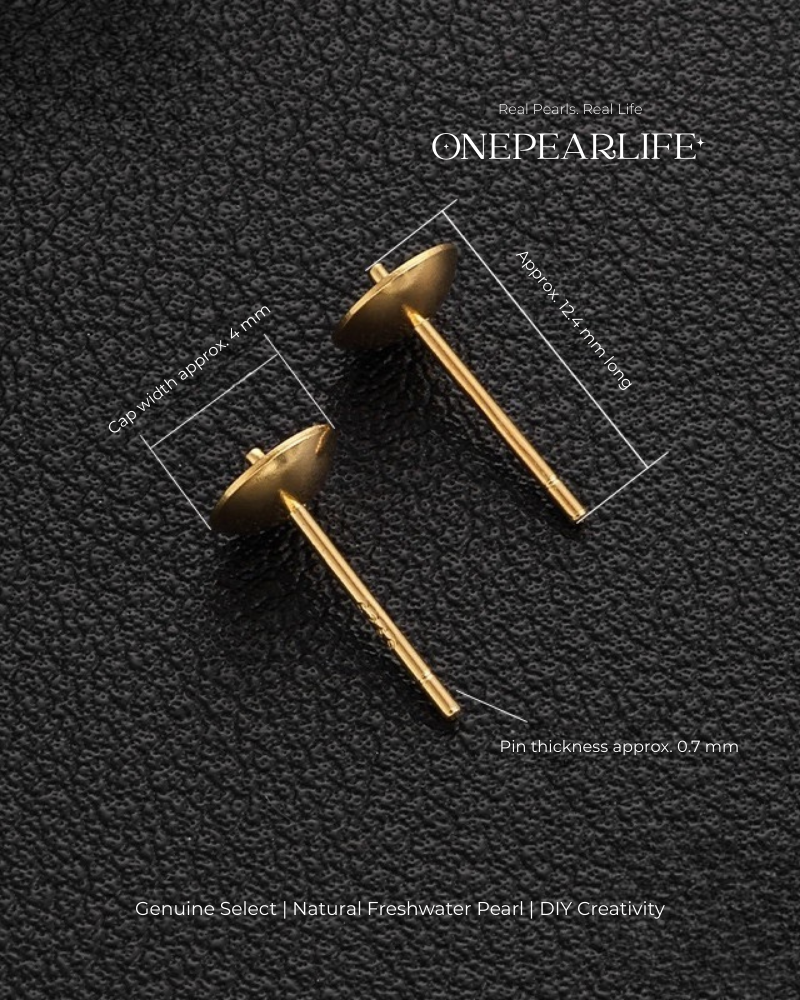 925 Silver & 18K Gold Vermeil Pearl Earring Base | DIY Basic Earring Setting for Custom Jewelry (Per Pair)