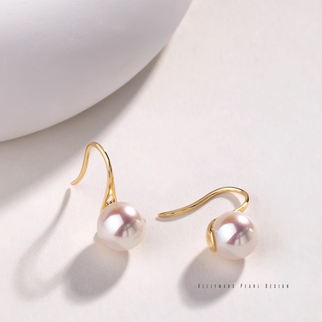 7–7.5mm real Akoya pearl earrings in 18K solid gold, elegant dainty pearl jewelry perfect for wedding guests or everyday wear.