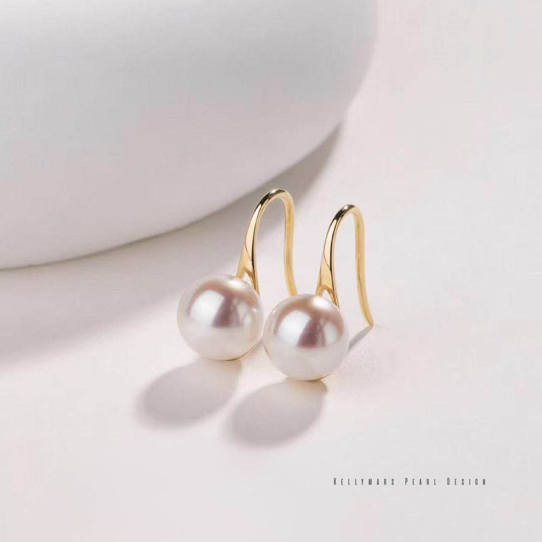 7–7.5mm real Akoya pearl earrings in 18K solid gold, elegant dainty pearl jewelry perfect for wedding guests or everyday wear.