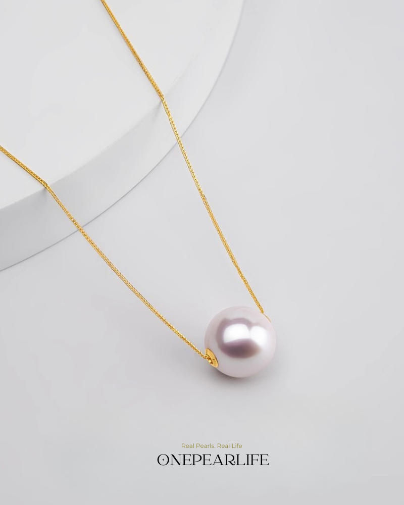 Hikarugold – AAA+ Quality Japanese Akoya White Pearl Pendant Necklace | 18K Solid Gold | 8–8.5mm (Copy) Onepearlife