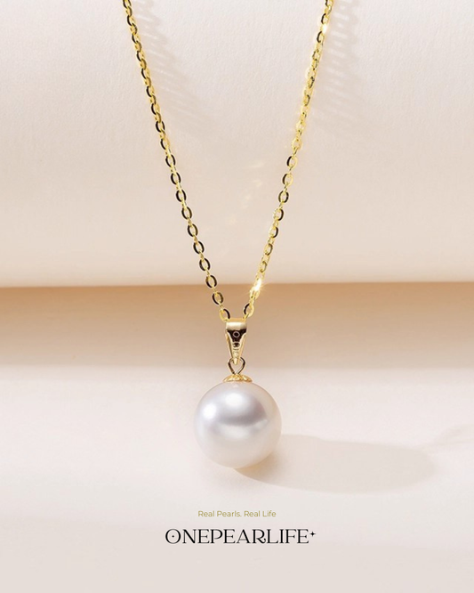 Viona – AAA Quality Natural Freshwater Round Pearl Pendant | 9–9.5mm | 18K Gold Vermeil Onepearlife