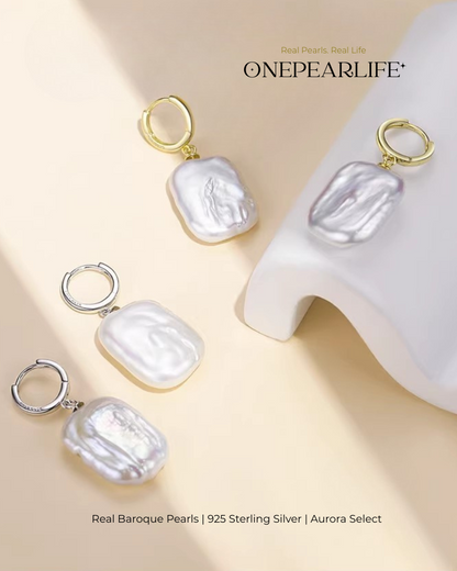 Isla – AAA Quality Natural Baroque Pearl Earrings | 19×14mm | 18K Gold Vermeil or 925 Sterling Silver