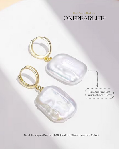 Isla – AAA Quality Natural Baroque Pearl Earrings | 19×14mm | 18K Gold Vermeil or 925 Sterling Silver