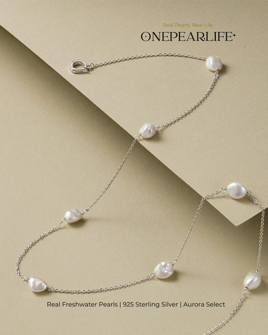 Isla – AAA Quality Natural Baroque Freshwater Pearl Drop Pendant Necklace | 6–8mm | 925 Sterling Silver