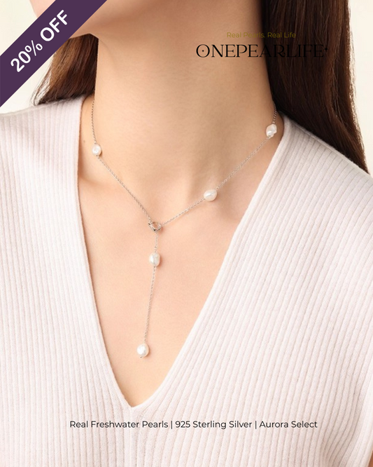 Isla – AAA Quality Natural Baroque Freshwater Pearl Drop Pendant Necklace | 6–8mm | 925 Sterling Silver