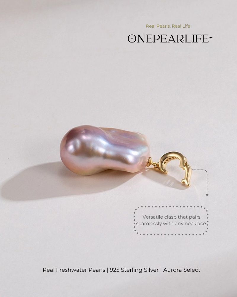 Isla – AAA Quality Natural Baroque Iridescent Purple Pearl Pendant Necklace | 14×16mm | 18K Gold Vermeil
