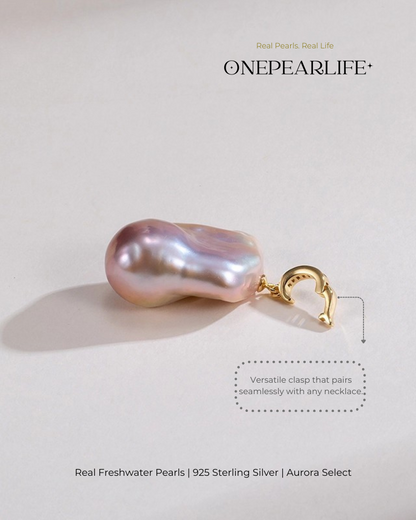 Isla – AAA Quality Natural Baroque Iridescent Purple Pearl Pendant Necklace | 14×16mm | 18K Gold Vermeil