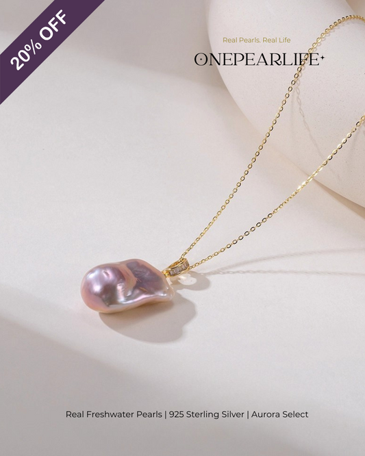 Isla – AAA Quality Natural Baroque Iridescent Purple Pearl Pendant Necklace | 14×16mm | 18K Gold Vermeil