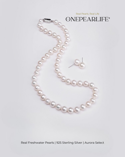 Isola – AAA Quality Freshwater Pearl 2-Piece Jewelry Set | Necklace & Stud Earrings (7–7.5mm)