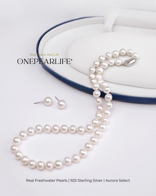Isola – AAA Quality Freshwater Pearl 2-Piece Jewelry Set | Necklace & Stud Earrings (7–7.5mm)