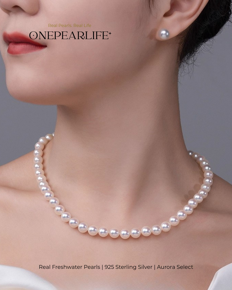 Isola – AAA Quality Freshwater Pearl 2-Piece Jewelry Set | Necklace & Stud Earrings (7–7.5mm)