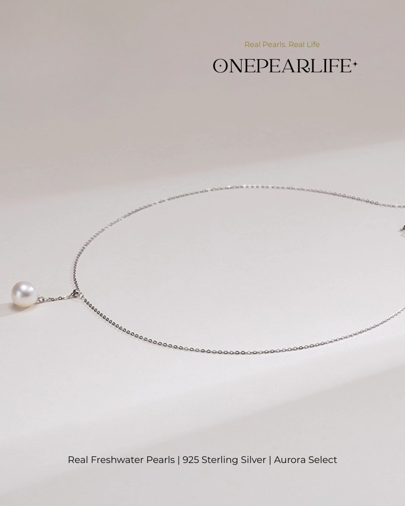 Isolde – AAA Quality Natural Freshwater Single Pearl Y Pendant | 9–9.5mm | 925 Sterling Silver