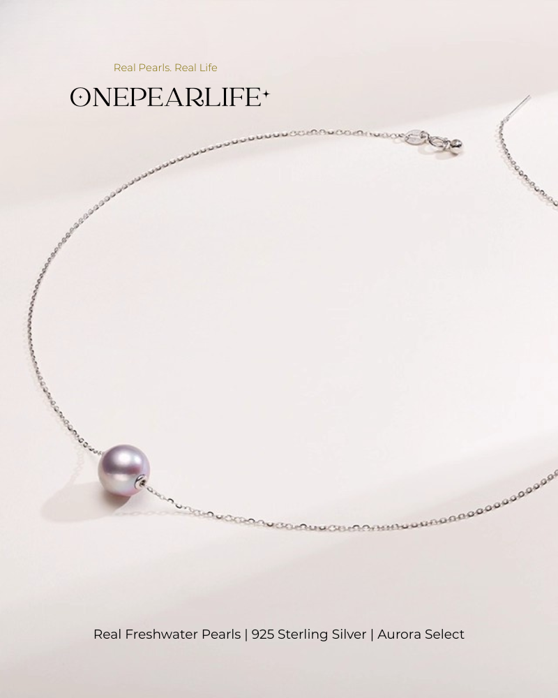 Lilura – AAA Quality Natural Freshwater Purple Pearl Bead Pendant | 925 Sterling Silver | 9–9.5mm
