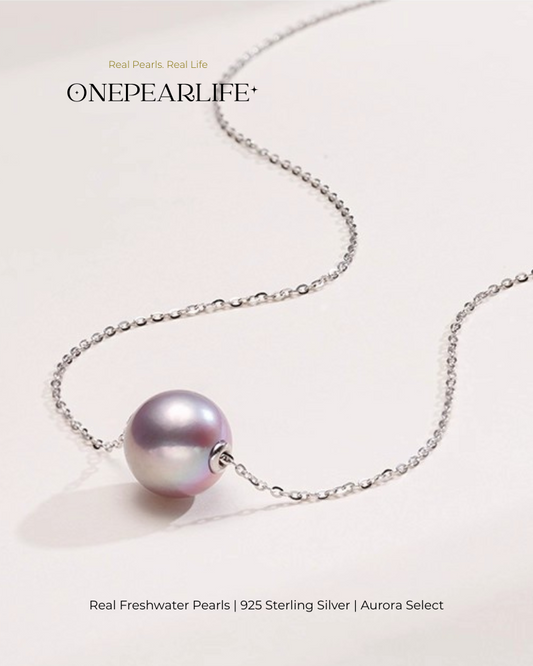 Lilura – AAA Quality Natural Freshwater Purple Pearl Bead Pendant | 925 Sterling Silver | 9–9.5mm Onepearlife