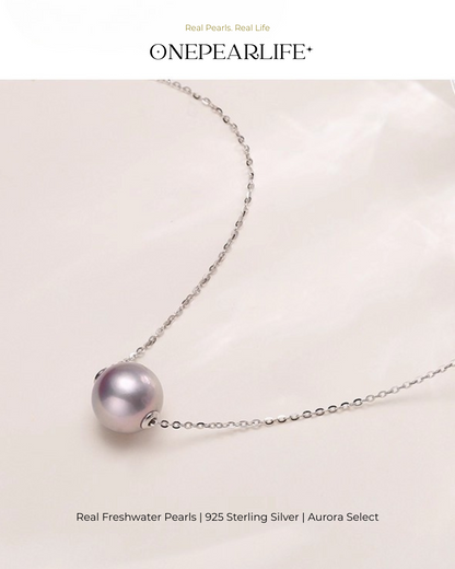Lilura – AAA Quality Natural Freshwater Purple Pearl Bead Pendant | 925 Sterling Silver | 9–9.5mm