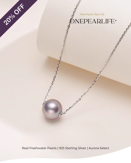 Lilura – AAA Quality Natural Freshwater Purple Pearl Bead Pendant | 925 Sterling Silver | 9–9.5mm