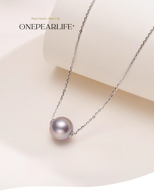Lilura – AAA Quality Natural Freshwater Purple Pearl Bead Pendant | 925 Sterling Silver | 9–9.5mm Onepearlife
