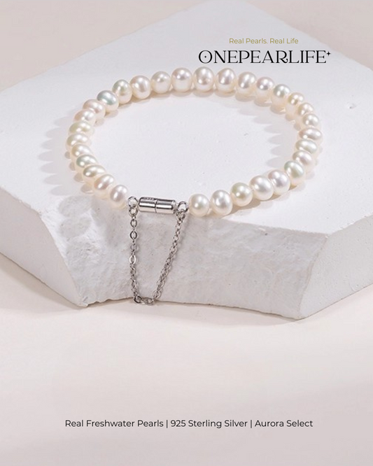 Luma – AAA Quality White Freshwater Pearl Bracelet | 5–5.5mm | 925 Sterling Silver