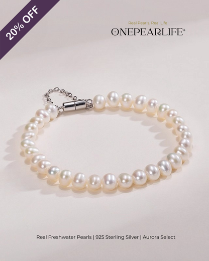 Luma – AAA Quality White Freshwater Pearl Bracelet | 5–5.5mm | 925 Sterling Silver