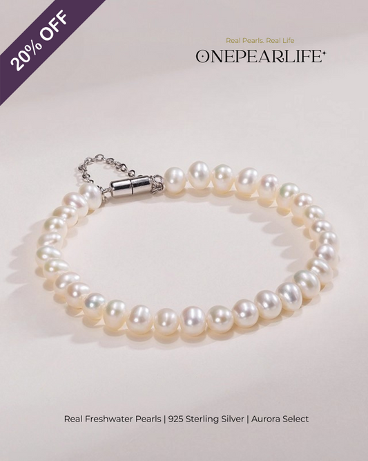 Luma – AAA Quality White Freshwater Pearl Bracelet | 5–5.5mm | 925 Sterling Silver